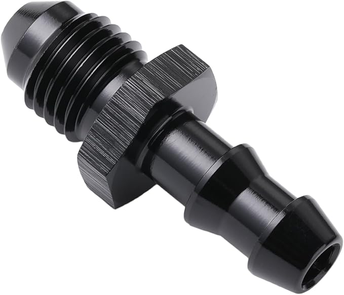 4AN Male Flare to 1/4 Hose Barb Straight Fitting Adapter Aluminum Black
