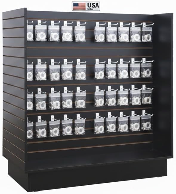 WISDOMFUR H-Unit Slatwall Gondola Display – 4 ft Black Freestanding Retail Fixture for Merchandising, Store Displays & Showrooms