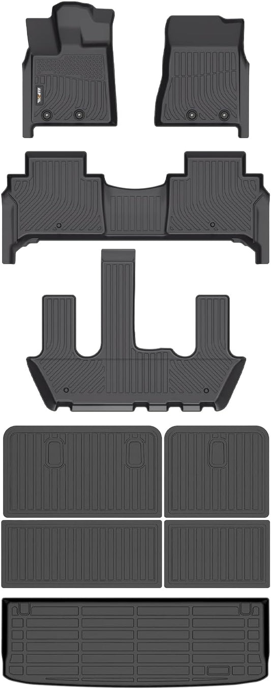 AIPOIL® Floor Floor Mats & Cargo Liner & Seatback Cargo Set for 2025 2026 Nissan Armada & Infiniti QX80 (7 Seats, Not Fit 8 Seats) All Weather TPE Car Full Set Floor Liners Custom Accessories - Black