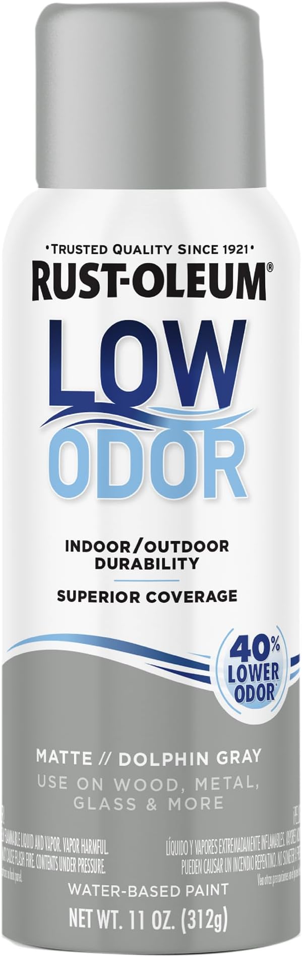 Rust-Oleum Low Odor Premium Spray Paint, 11 oz, Matte Dolphin Gray