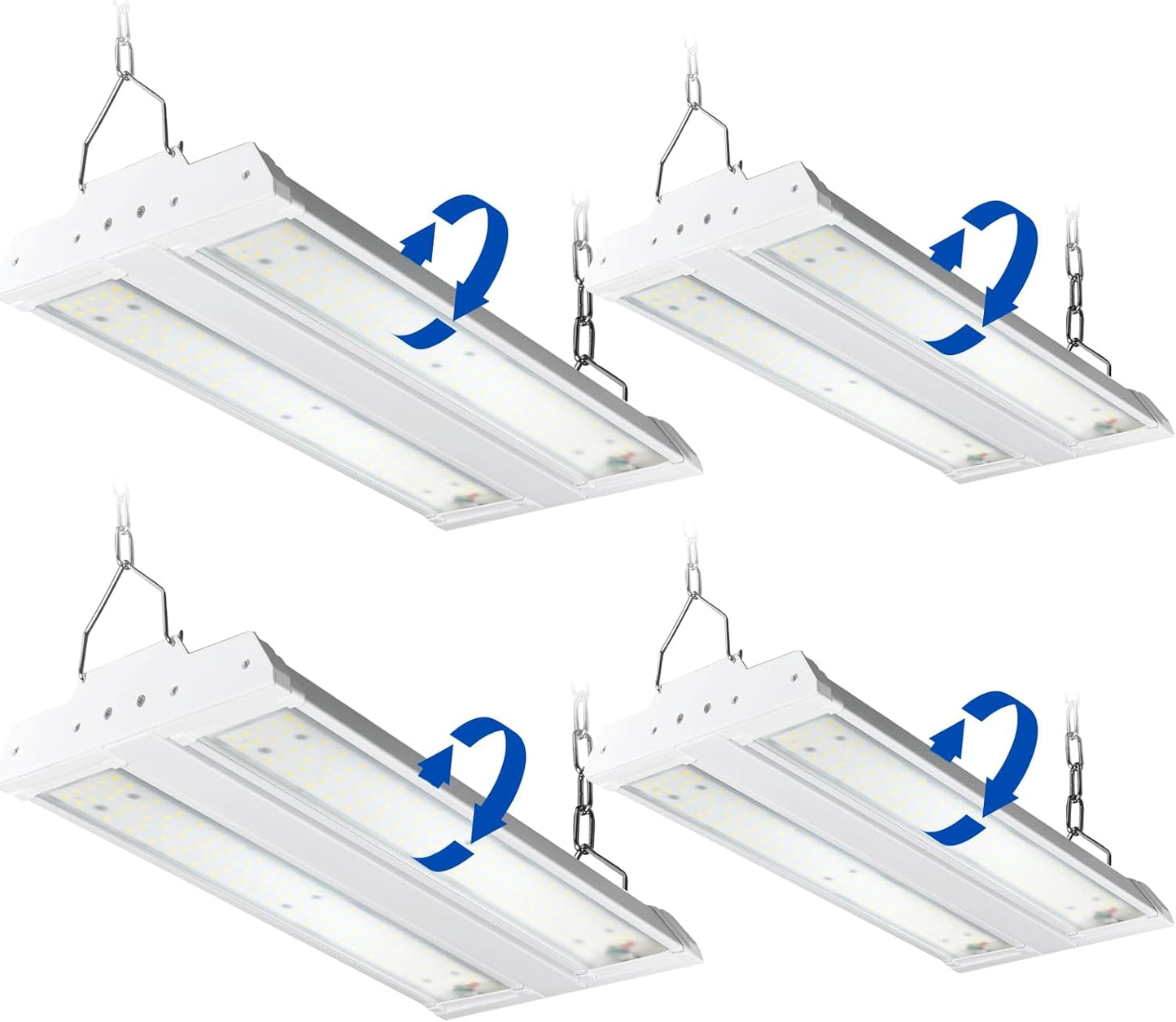 JTT LED Linear Shop Lights 150W, 21000LM 360° Adjustable Led High Bay Lights 5000K Daylight 120-277V, Led Garage Light for Shop Workshop Store Commercial Supermarket Warehouse Basement, 4-Pack ETL