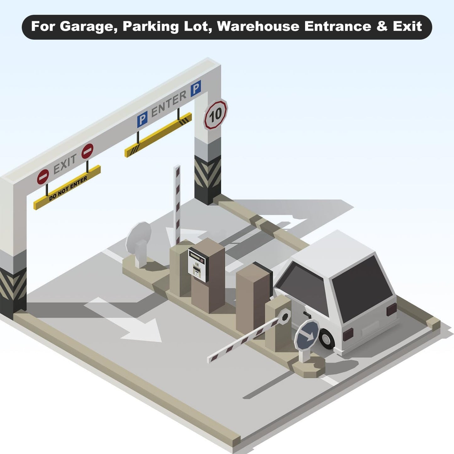 78" Parking Garage Height Clearance Bar - DO NOT ENTER & CLEARANCE 7' 3" - Hanging Crossbar by Chains, Yellow Reflective Parking Signs for Parking Lot, Warehouse, Garage Entrance and Exit