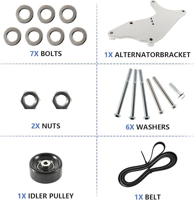 LS Truck SUV Dual Alternator Bracket Kit for GM 4.8L 5.3L 6.0L 6.2L Vortec V8 Engine 1999-2013,for Chevy Tahoe Suburban Silverado, GMC Yukon, for Cadillac Escalade, Hummer H2 (Silver)