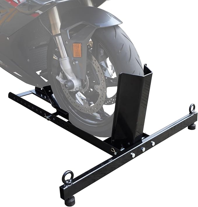 Big RED Motorcycle Trailer Wheel Chock: Adjustable Heavy-Duty Steel Motorcycle Stand Wheel Tire Chock for 16"-25" Off-Road and Standard Motorcycles, Upright 1800lbs Capacity