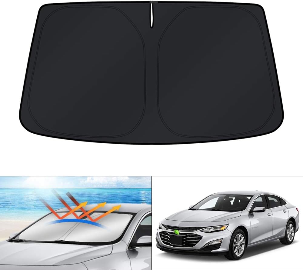 KUST Windshield Sun Shade for Chevrolet Chevy Malibu Accessories 2016-2024 2025 Sunshade Sun Visor Protector Foldable Blocks UV Rays Keep Your Car Cooler