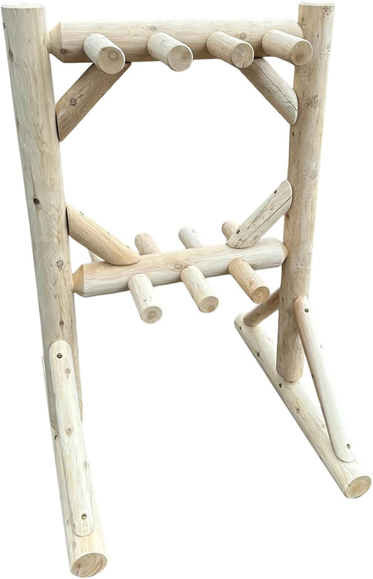 8-Place Freestanding Log Ski Rack Holder, Indoor & Outdoor Snowboard Racks, Standing Storage, Garage Racks for Snow Skis, Durable Snowboard Rack Garage Storage Organizer - Unfinished + 15" Anchor Kit