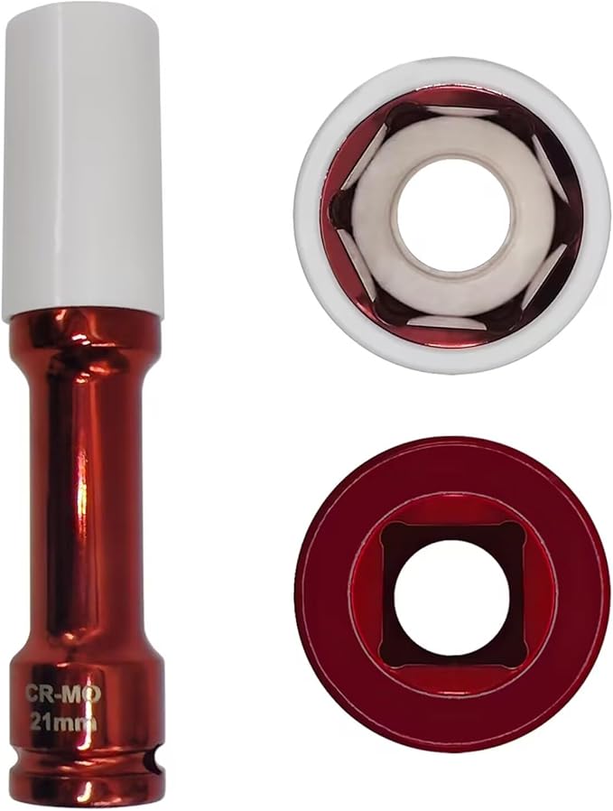21mm 1/2" Extra-Long Thin Wall Wheel Protector Impact Deep Socket, Impact Drive Lug Nut Socket, Non-Marring Lug Nut Hand Repair Removal Tool
