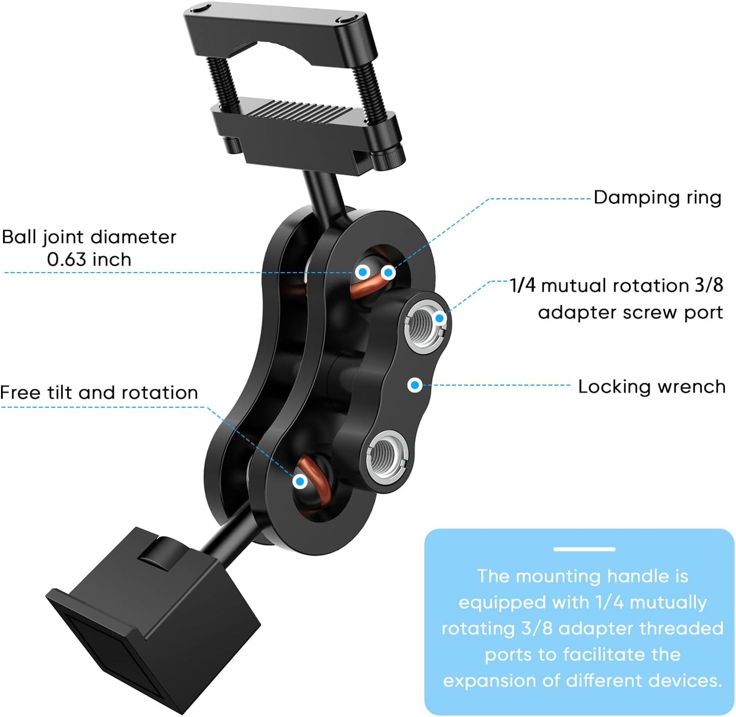 Radar Detector Mount,Aluminum Rearview Mirror Rod Radar Bracket,for Escort Max360c,Max 3, X IXc,Redline EX Beltronics Cobra DualPro GT 360 Radar Detector,with EZ Magnet Connection Base