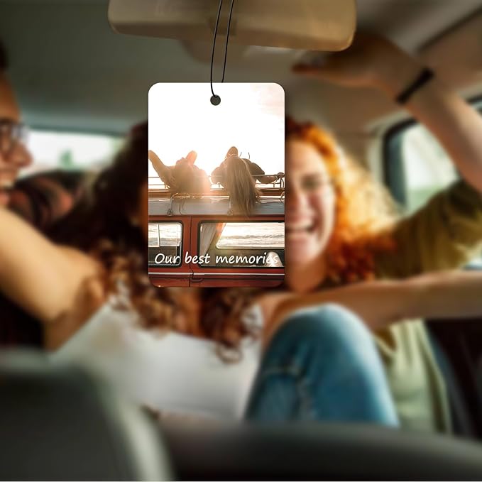 Personalized Photo Car Hanging Decor Accessories, Double-Sided Custom Picture Car Air Freshener Ornament, Car Charms for Rear View Mirror (Rectangle)