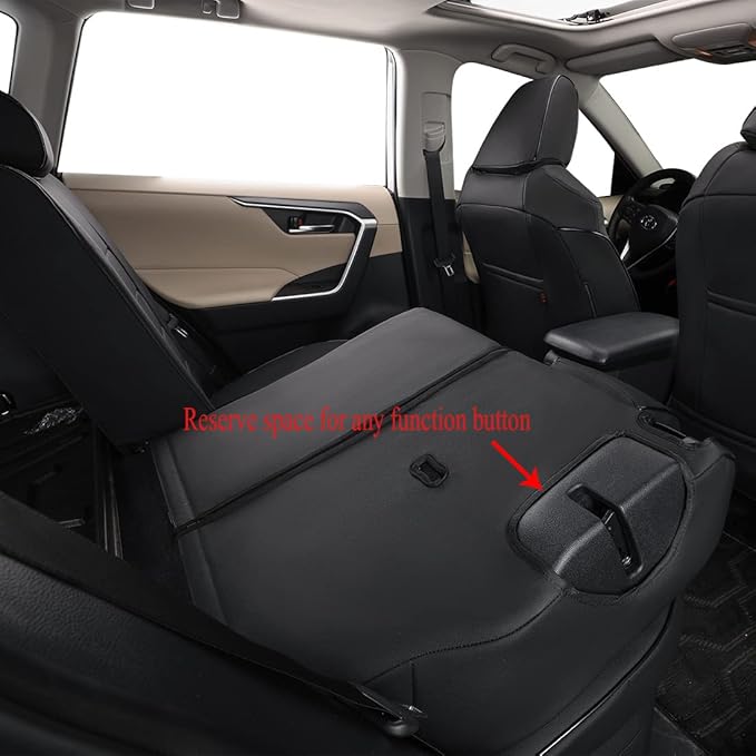 EKR Rav4 Seat Covers Custom Fit for Toyota Rav4 (for Hybrid) 2019-2025 LE,XLE,XLE Premium,Limited,Woodland Edition, Leather Truck Seat Cover Full Set for SUV,Faux Leather(Black)