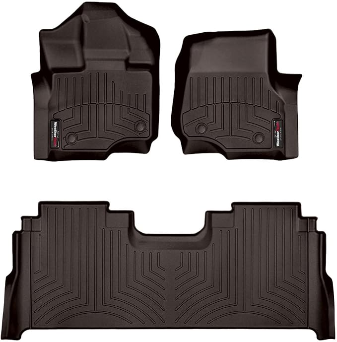 Weathertech Custom Fit FloorLiners for Ford F-150 Lightning, F-150, F-150 Raptor - 1st & 2nd Row (47697-1-6), Cocoa