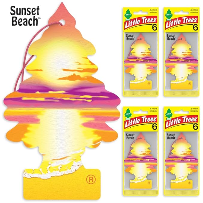 LITTLE TREES Car Air Freshener | Hanging Tree Provides Long Lasting Scent for Auto and Home | Sunset Beach, 24 Air Fresheners
