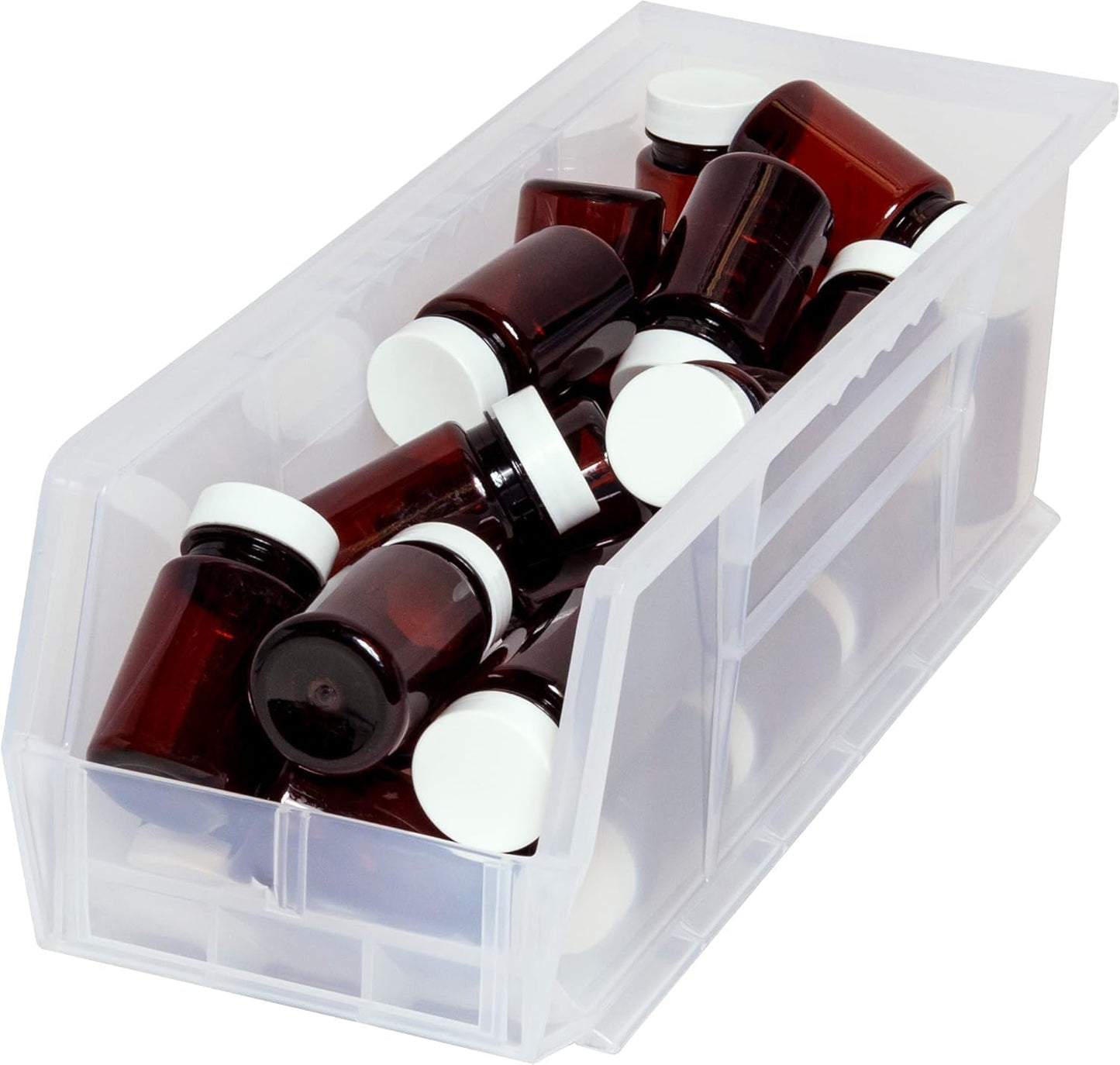 Akro-Mils 30234 AkroBins Plastic Storage Bins, Space-Saving Stackable Bins for Garage, Pantry, Craft Organization, 15-" x 5-" x 5-", Clear, 12-Pack