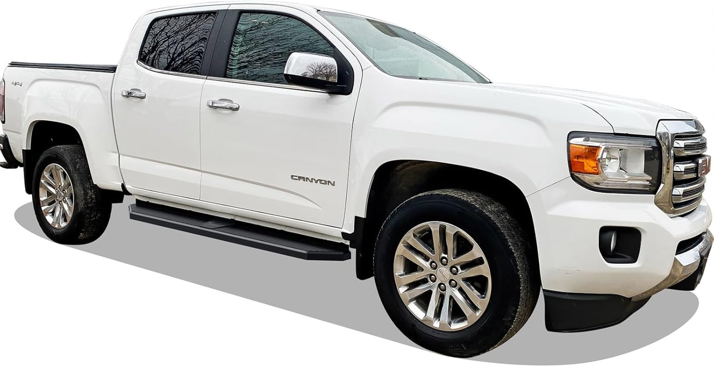 APS Black Stainless Steel Running Boards Style Compatible with Chevy Colorado GMC Canyon 2015-2025 Crew Cab (Side Steps Side Bars) 6in Wide