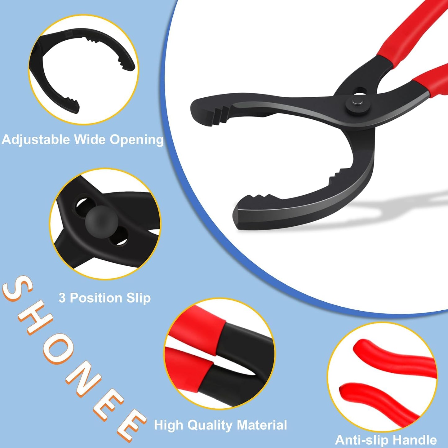 Oil Filter Wrench (L:12", Jaw Capacity: 60mm to 102mm), Automotive Oil Filter Removal Tool for Oil Change, Adjustable Fuel Filter Wrench Plier (1 Set)