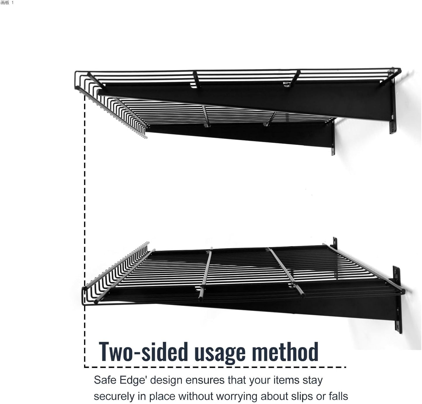 2 Pack Garage Wall Mounted Shelf, 27.6" x 11.4" Heavy Duty Wall Storage Shelves for Garage, Workshop, Laundry Room and Kitchen, Max Load 50 lbs (Black,2 Pack)
