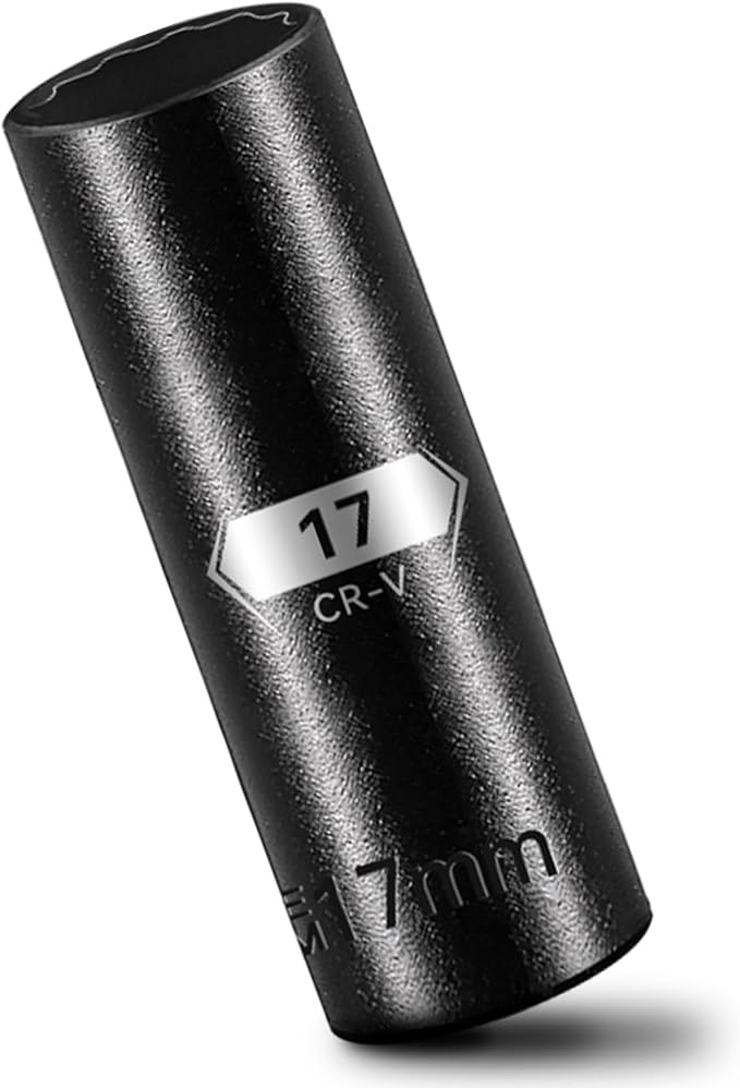 BLACKROBOT 17 mm 12-Point Deep Impact Socket, 1/2 Inch Drive, Metric, Cr-V Steel With Black Manganese Phosphate Coating