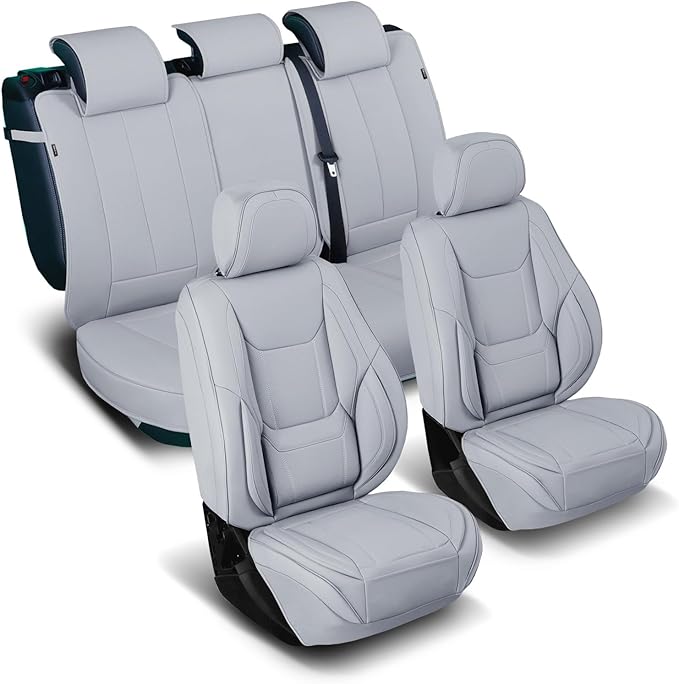 Coverland Custom Fit Car Seat Covers for Truck Compatible with [1999-2014 Silverado 2500, 3500, 2500HD Extended Cab] Premium Waterproof Non-Slip Interior Protector [Full Set Gray- Size Chart X152]