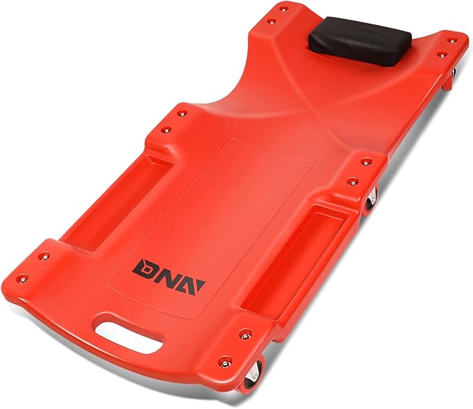 DNA MOTORING 36" L X 17" W x 4.25" H Vehicle Repair Low Profile Automotive Creeper w/Padded Headrest, Red, TOOLS-00201