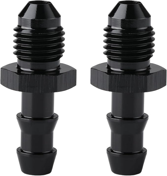 4AN Male Flare to 1/4 Hose Barb Straight Fitting Adapter Aluminum Black 2PCS
