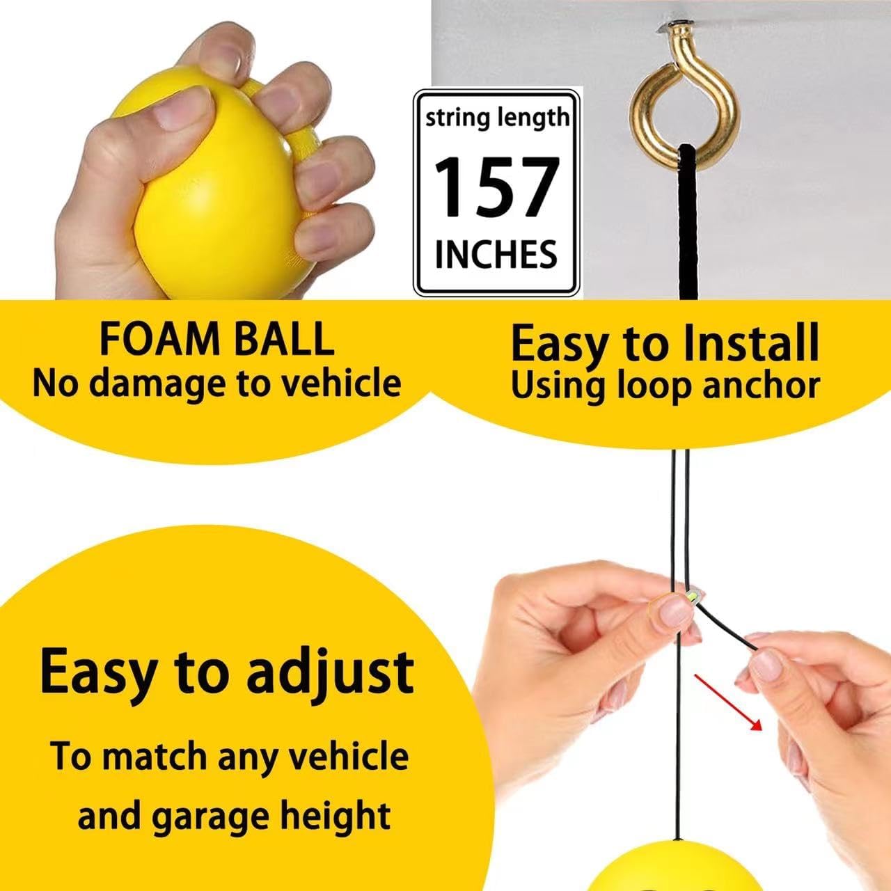 Double Garage Parking Aid-Parking Ball Guide System, Parking Assistant kit Includes a retracting Ball Sensor Assist Solution.A Perfect Garage Parking Indicator