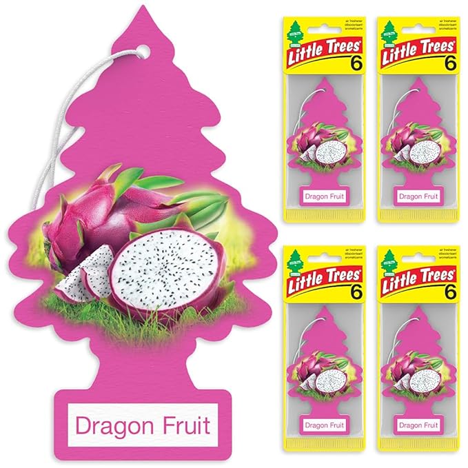LITTLE TREES Car Air Freshener | Hanging Tree Provides Long Lasting Scent for Auto and Home | Dragon Fruit, 24 Air Fresheners