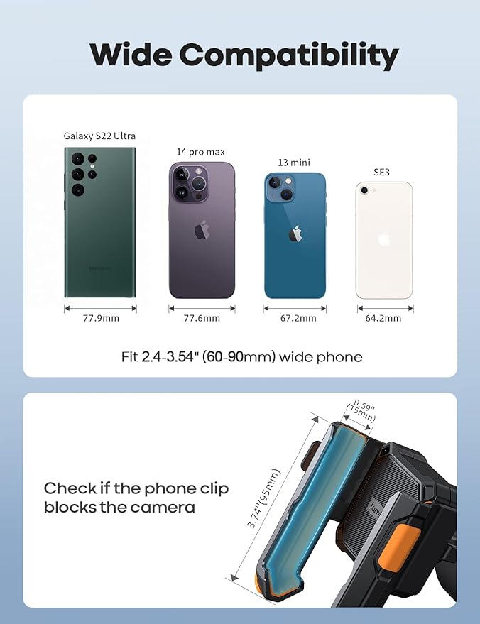 Lamicall Motorcycle Phone Mount Holder - [Camera Friendly] [1s Lock] Bike Phone Holder Handlebar Clamp, Bicycle Scooter Phone Clip, for iPhone Air, 17, 16, 15 Pro Max, Galaxy, 4.7-7" Phones, Orange