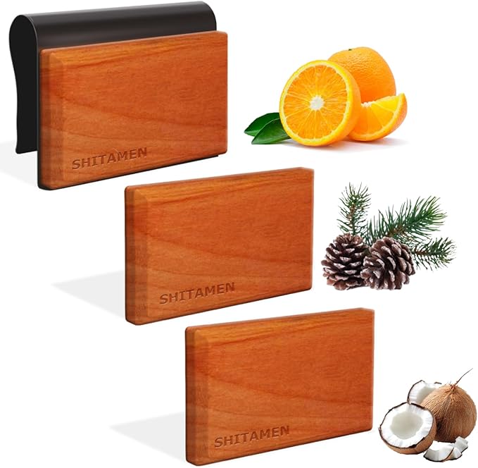 Car Air Freshener, Wood Air Freshener, Car Odor Eliminator for Visor Clip, 3-Pack Variety Scent Refill, Long Lasting - CLIP INCLUDED (Cabana-Pine-Orchard)