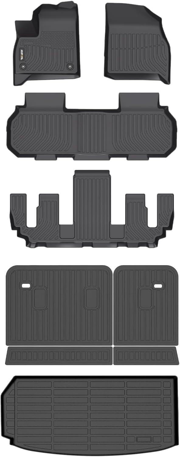 AIPOIL® Floor Mats & Cargo Liner & Seatback Cargo Set Fit for 2025-2026 Buick Enclave & GMC Acadia 7 Seats 2024-2026 & Chevy Traverse 7 Seats 2024-2026 (Not for 2024 Traverse Limited) - Black