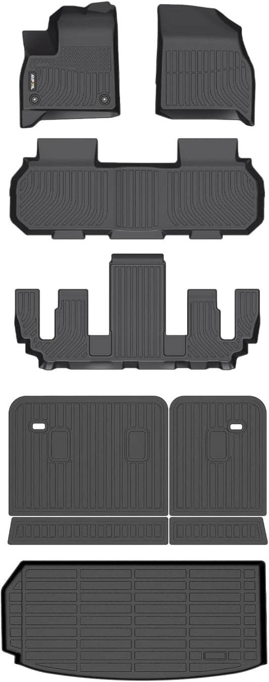 AIPOIL® Floor Mats & Cargo Liner & Seatback Cargo Set Fit for 2025-2026 Buick Enclave & GMC Acadia 7 Seats 2024-2026 & Chevy Traverse 7 Seats 2024-2026 (Not for 2024 Traverse Limited) - Black