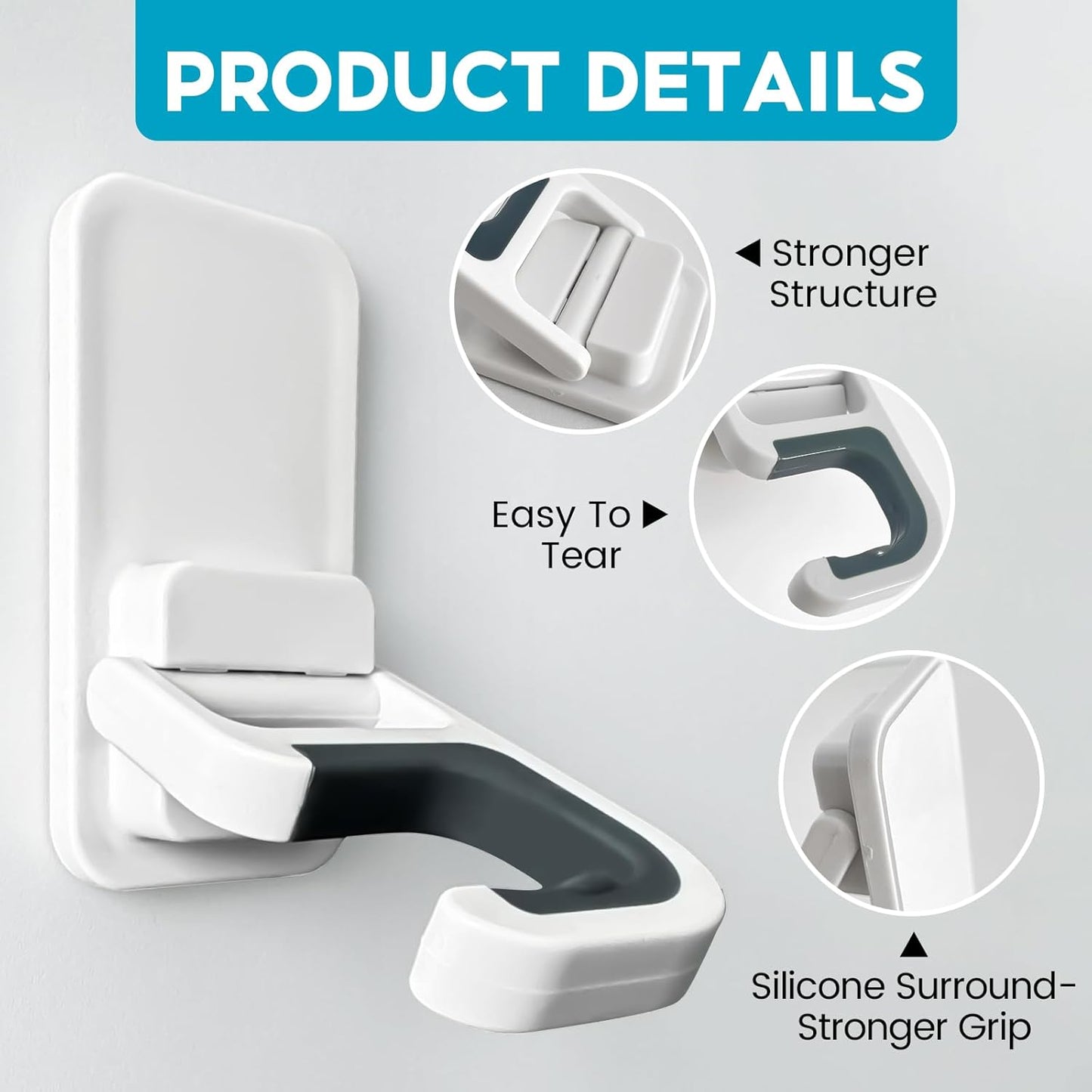 Broom Holder Wall Mount, 6 Pack Broom and Mop Organizer Wall Hanging Self Adhesive, No Drilling, Anti-Slip Broom and Mop Hanger Wall Mount Cleaning Ideal for Bathroom, Kitchen, Garden, Garage