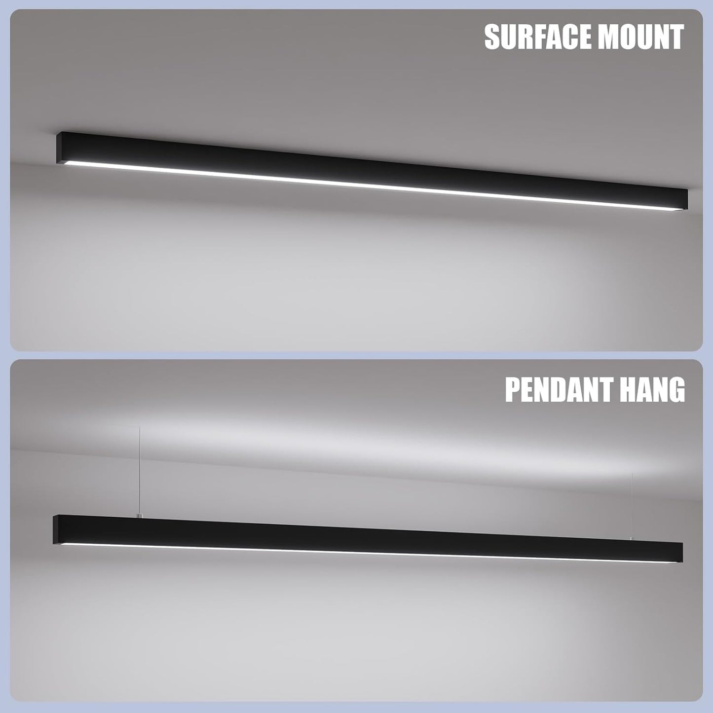 8FT LED Linear Lights 100/90/80/70/60W Up and Down Light, 3000K/4000K/5000K 8 Feet Commercial Linkable Shop Lighting for Office Garage Shop Dining Room bar, 0-10V Dimmable 8’ Architectural Fixture,ETL