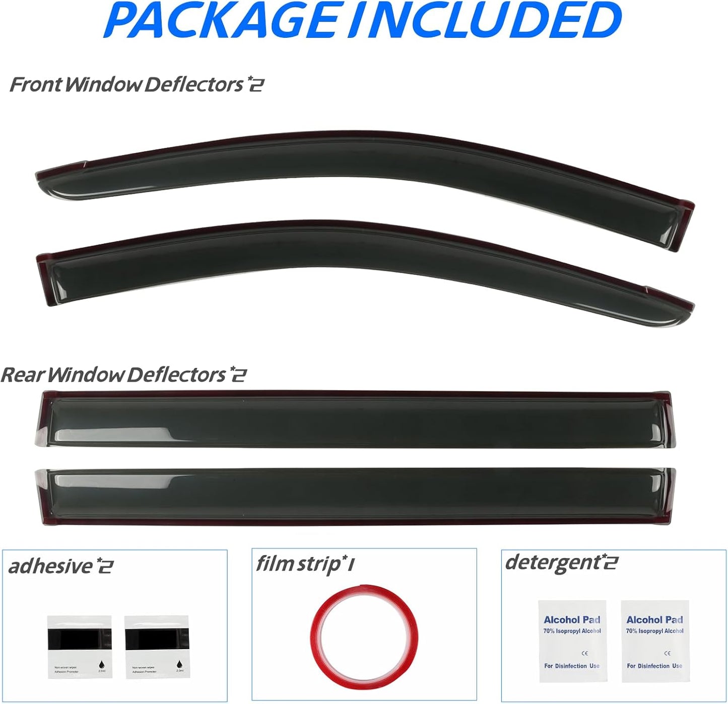 Rain Guard Fit for 2008-2020 Dodge Grand Caravan, 2008-2016 Chrysler Town & Country, Outside Mount Side Window Visor Vent Deflector Shade, 4pcs