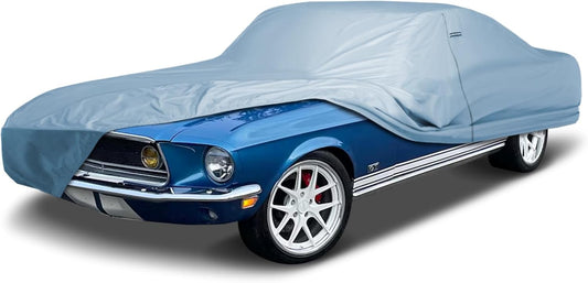 iCarCover Custom Car Cover Compatible with Mustang 1964-1968, Waterproof All-Weather Rain Snow UV Sun Protector Full Exterior Indoor Outdoor Car Covers, 1-Tone (Solid Gray)