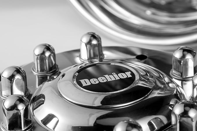 4pc 19.5" Polished Stainless Steel Dually Wheel Simulators,Nice Looking and Durable Bolt On Wheel Cover, 10 Lug 5 Hand Hole Hubcaps Fit for 2005-2021 Ford F450/F550 with Installation Tool 9F10