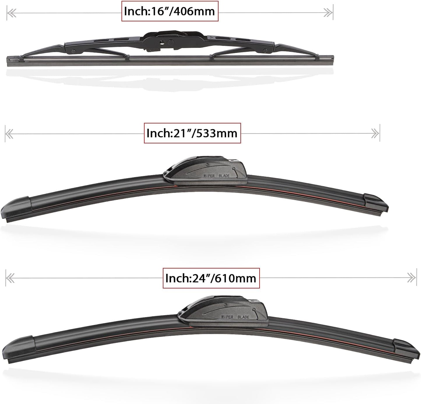 Windshield Wiper Blades Replacement for 1999-2004 Honda Odyssey / 1999-2003 Lexus RX300 Original Factory Quality Front Rear Wipers Blade Set for My Car - 24" 21" 16"