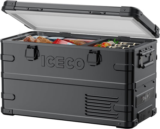 ICECO APL35 Dual Zone Portable Fridge Freezer, 37 Quart 12V Car Refrigerator with Secop Nano Compressor, Aluminum Electric Compressor Cooler 12/24V DC, 100-240V AC, -4℉~68℉, for RV,Camping,Travel