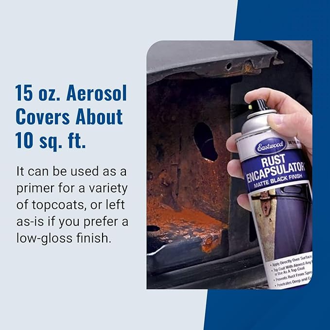 Eastwood Rust Encapsulator Aerosol | Quick Drying with UV Resistance and Heat Resistance up to 400 Degrees Fahrenheit | 15 Oz, Black | 4 Pack