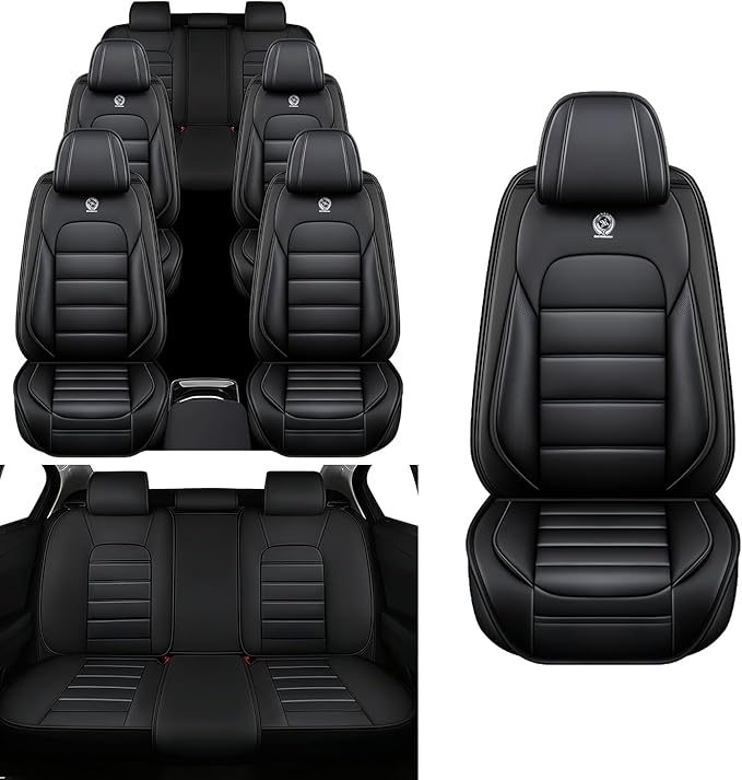 Car Seat Covers Fit for Toyota Highlander 2000-2025 | 7 Seat Car Seat Cover | No-Slip Waterproof Breathable Faux Leather Automotive Seat Covers Auto Interior Covers Black,Full Set