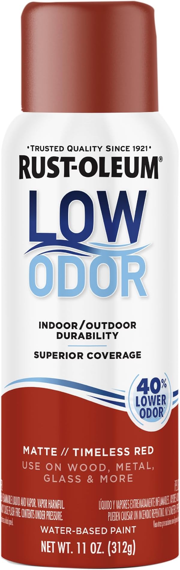 Rust-Oleum Low Odor Premium Spray Paint, 11 oz, Matte Timeless Red