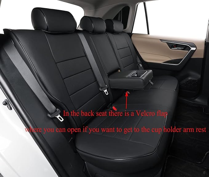 EKR Rav4 Seat Covers Custom Fit for Toyota Rav4 2016 2017 2018(Hybrid) LE,SE,XLE,Limited, Leather Truck Seat Cover Full Set for SUV,Faux Leather(Black)