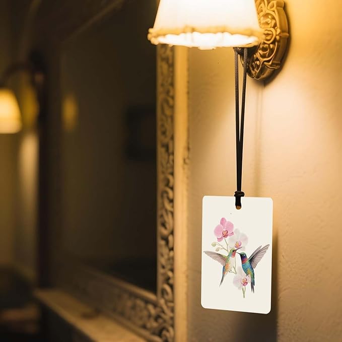 Hummingbird & Floral Car Air Freshener 4 Pcs, Watercolor Nature - Inspired Hanging Air Freshener for for Cars Closet Drawer Books, Car Accessories Mirror Decor for women.