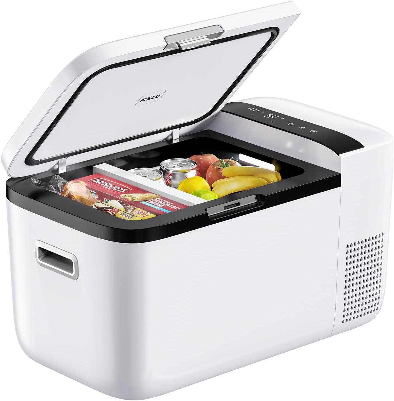 ICECO GO20 Dual Zone 12 Volt Refrigerator, 12V Car Refrigerator with Secop Compressor, Separate Control, DC & AC, 0℉ - 50℉, Portable Freezer Compressor Cooler for Outdoor, White, 21 Quart(20 Liter)