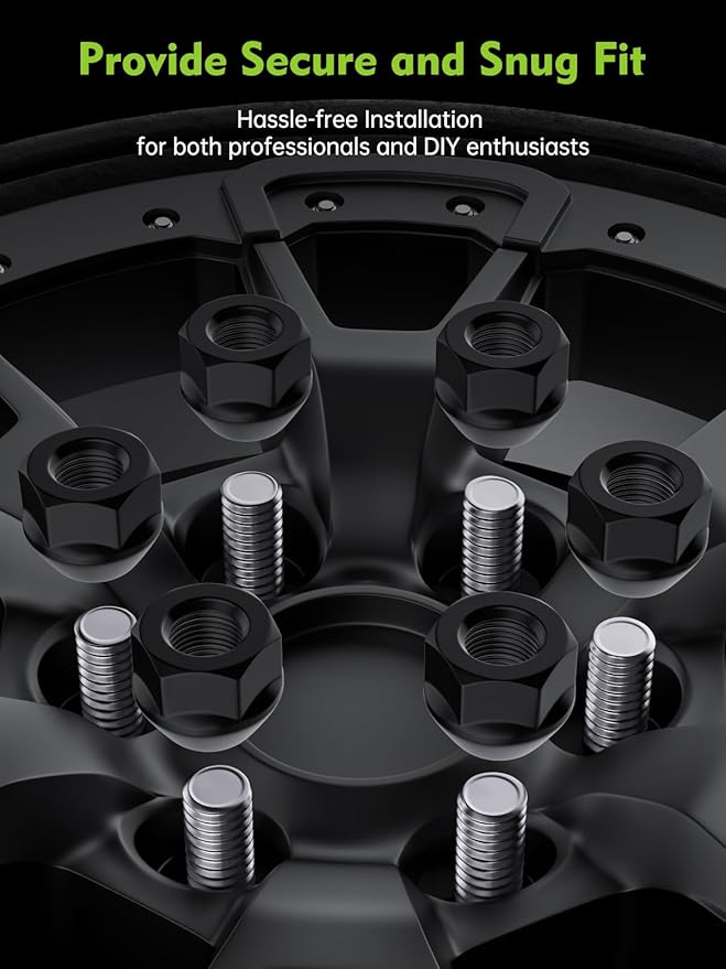 M10x1.25 Open End Lug Nuts - Replacement for Polaris Sportsman Can-Am Commander Maverick Outlander Renegade Honda TRX Kawasaki ATVs Wheel, Black 16PCS 17mm Hex Conical Bulge Seat Lug Nuts