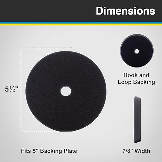 5.5" SDO Black Foam Finishing Pad (2-Pack) – Lake Country Manufacturing – Premium Standard Duty Orbital Pad for Painted Surfaces – Fits 5" Backing Plate