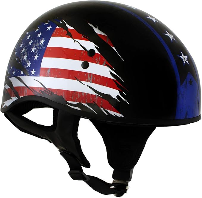 Hot Leathers Advanced Motorcycle DOT Skull Cap Classic Half Helmets Biker HLT