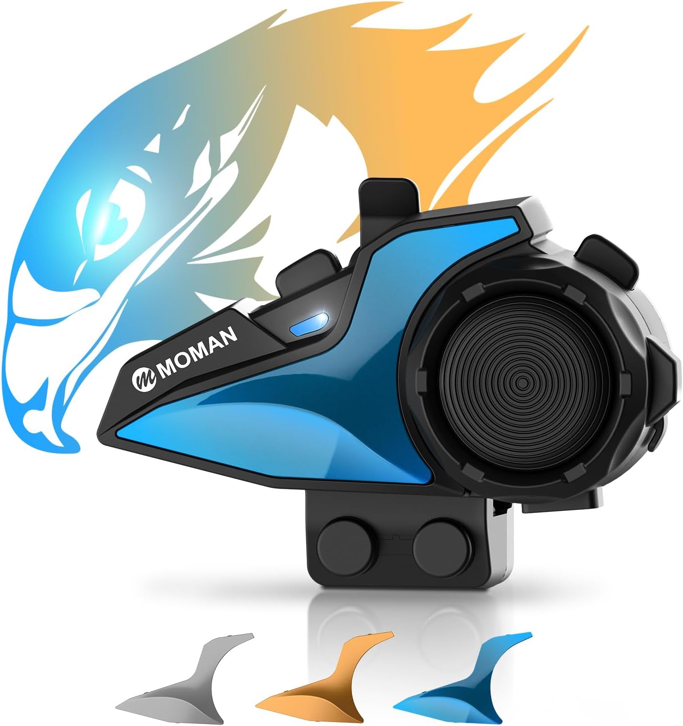 Moman Motorcycle Intercom, H2E Eagle-Like Helmet Headset Communication System with Dual Chip for Audio Multitasking HiFi/Music Sharing/FM/AI Voice (1Pack), Motorcycle-Intercom-Helmet-Headset-Headphone