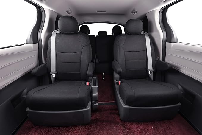 coverdream Grand Highlander Seat Covers Full Set for 2024 2025 2026 Toyota Grand Highlander SUV Seat Cushion,2nd Row w/Captain Seats,Fully Covered,UV Resistant Polyester Car Seat Protector(Black)