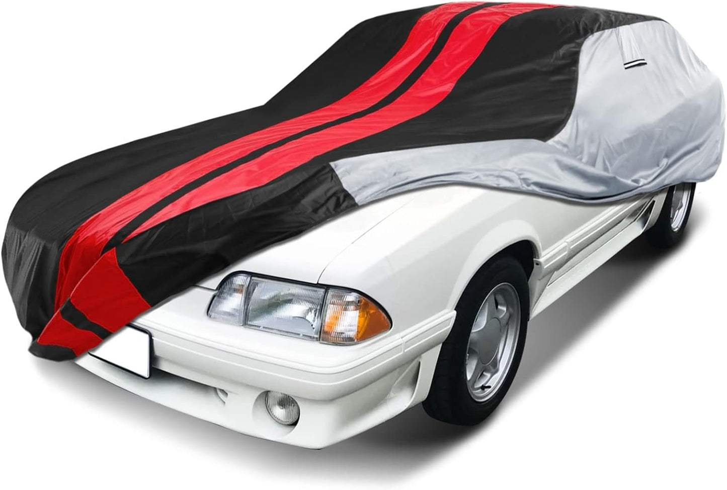 iCarCover Custom Car Cover Compatible with Mustang 1979-2004, Waterproof All Weather Rain Snow UV Sun Protector Full Exterior Indoor Outdoor Car Covers, Tribe (Gray/Black)