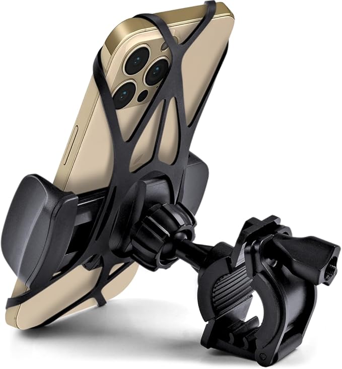 Bike & Motorcycle Phone Mount - for iPhone 16 Pro Max (15, 14, SE, Plus), Galaxy s25 or Any Cell Phone - Universal Handlebar Holder for ATV, Bicycle & Motorbike. +100 to Safeness & Comfort